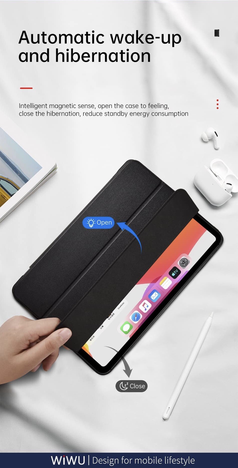 Bao Da WiWU Detachable Magnetic Case Cho iPad Pro 11 inch / Air 4 5 10.9 inch Tích Hợp Smart Cover Có Thể Đóng Tắt Mở Màn Hình - Hàng Chính Hãng