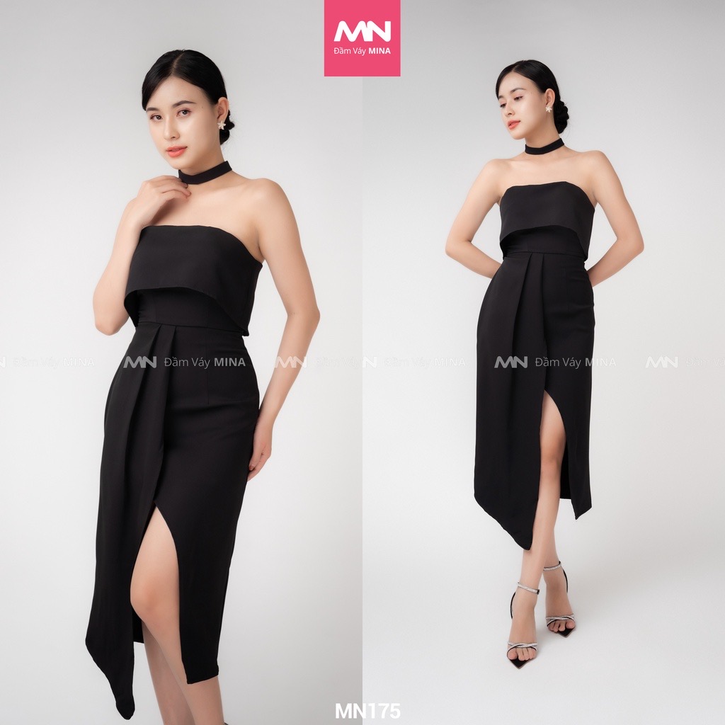 Đầm dự tiệc thiết kế cúp ngực xẻ đùi sang trọng chất liệu tuyết mưa cao cấp phù hợp đi chơi, dạ hội MN175