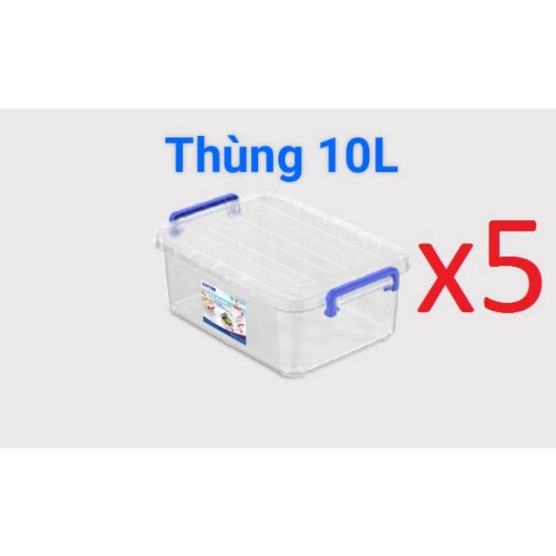 Bộ 5 Thùng Nhựa Trong 10L 43*28*1