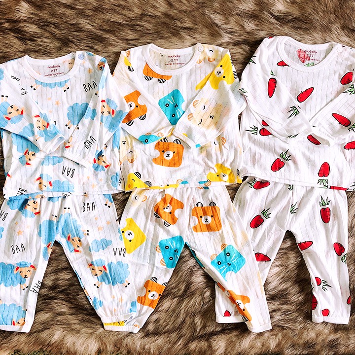 Combo 3 Bộ cotton giấy dài tay chui đầu cho bé