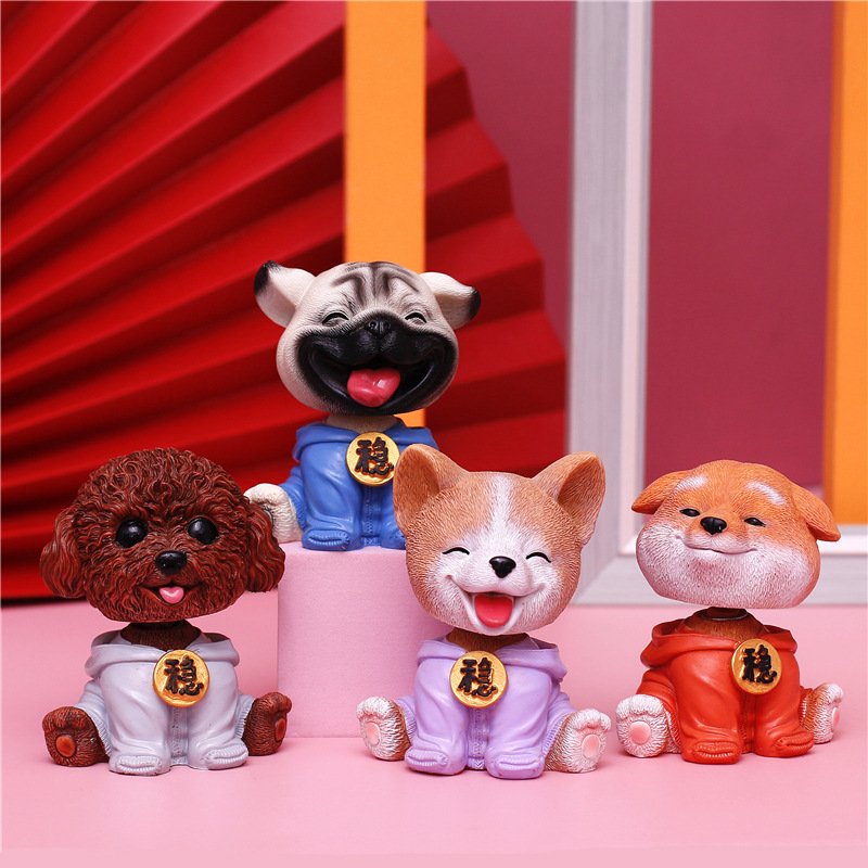 Mô Hình Chó Lắc Đầu Khoác Áo Hoodie Trang Trí Ô Tô Nhà Cửa