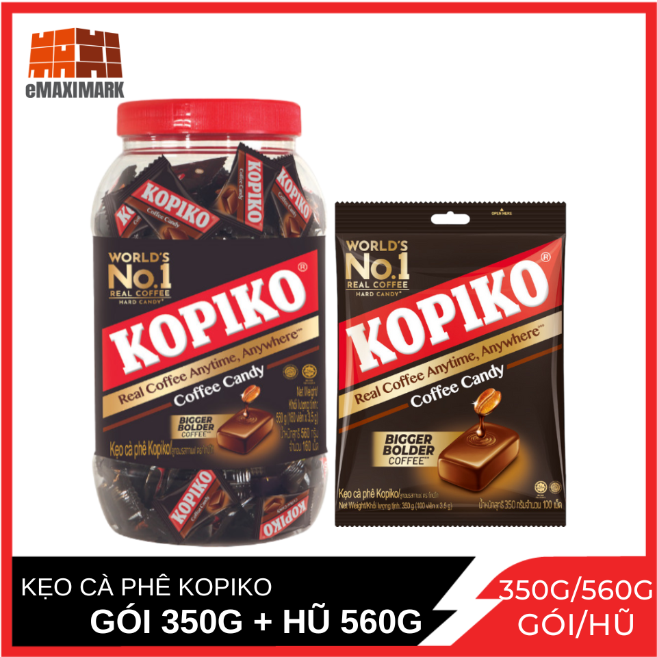 Combo Kẹo Cà Phê Kopiko Hũ 560g + Gói 350g