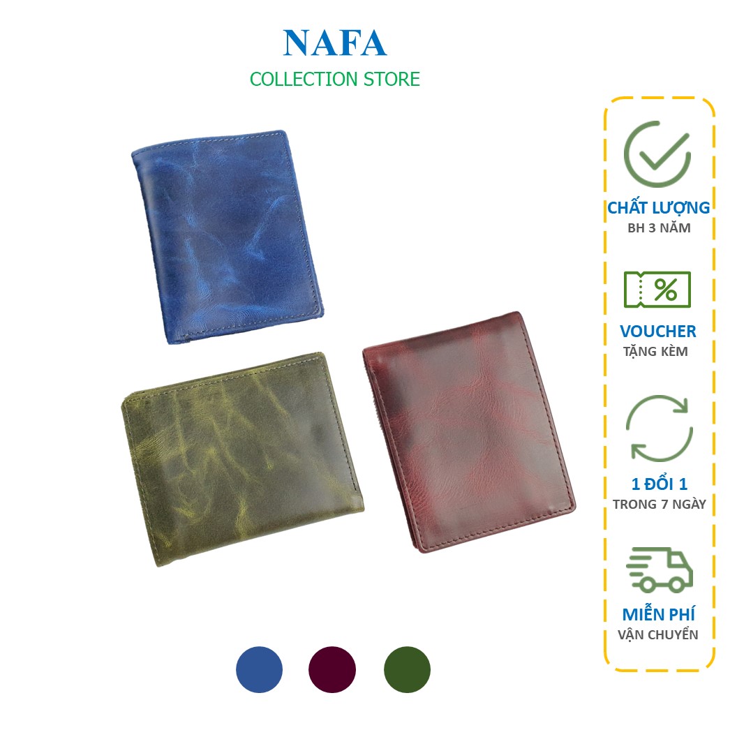 Ví da bò, ví nam ngang da bò Pullup wax NAFA WS107 tinh tế sang trọng
