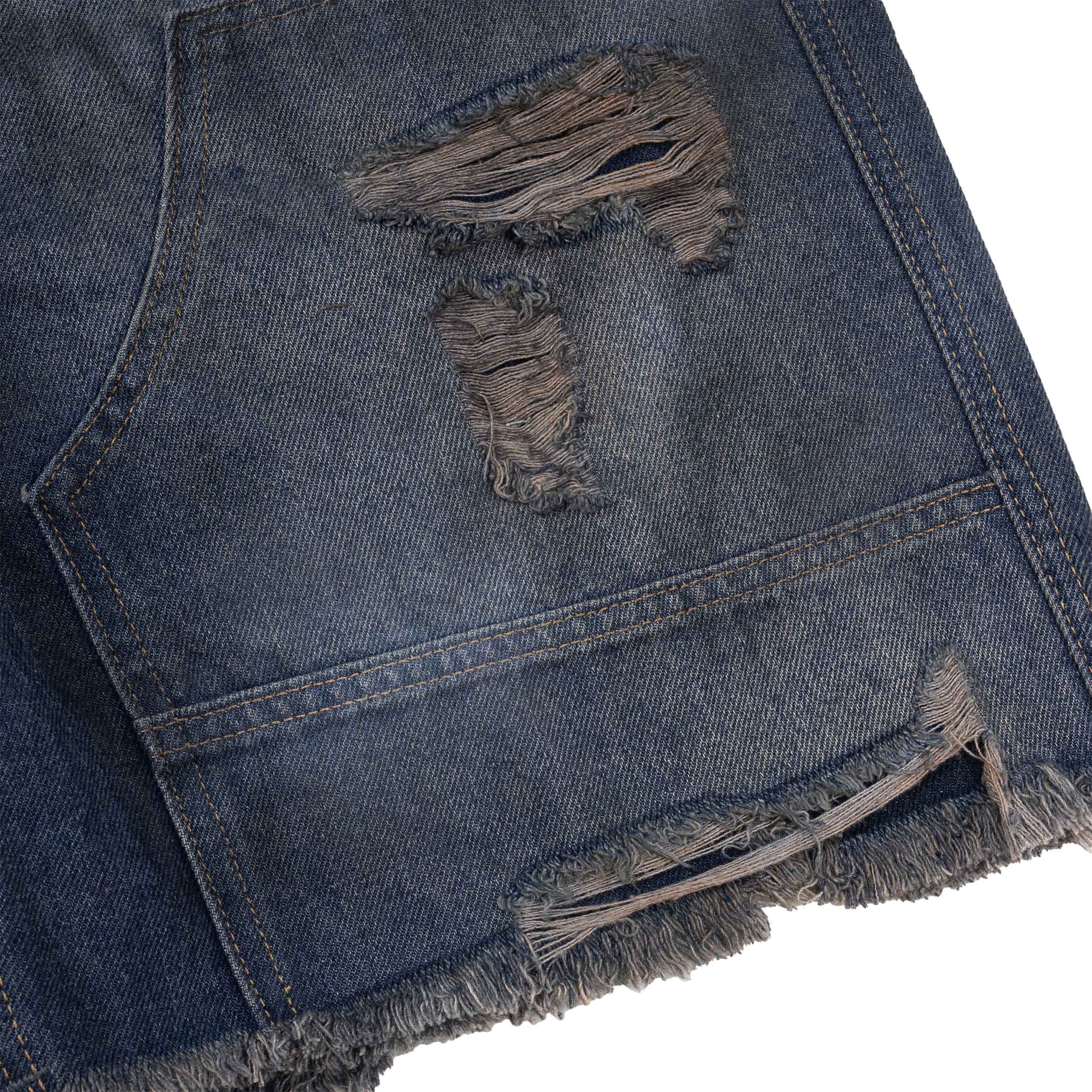 Quần DirtyCoins Distressed Knee Shorts Blue Wash