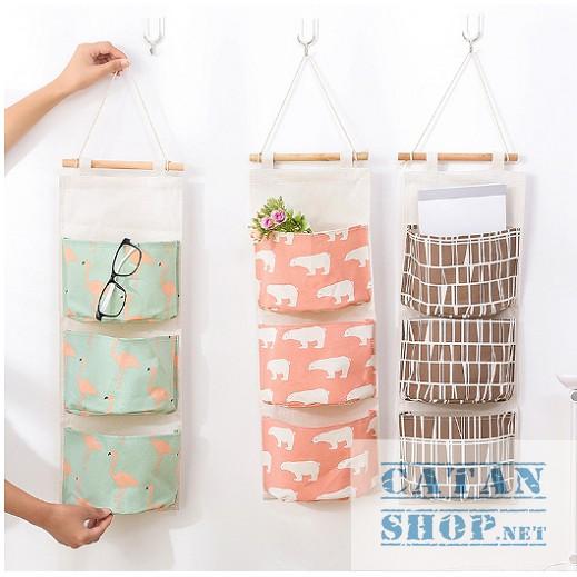 ️️Túi đựng đồ treo tường 3 ngăn tiết kiệm diện tích - thiết kế xinh xắn bền đẹp đa năng tiện lợi - giao màu ngẫu nhiên