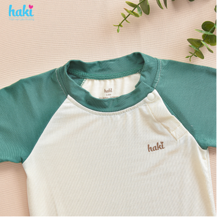 Bộ body chip cộc tay raglan vải tre cao cấp HAKI ; body cho bé trai bé gái, body suit cho bé sơ sinh BB049