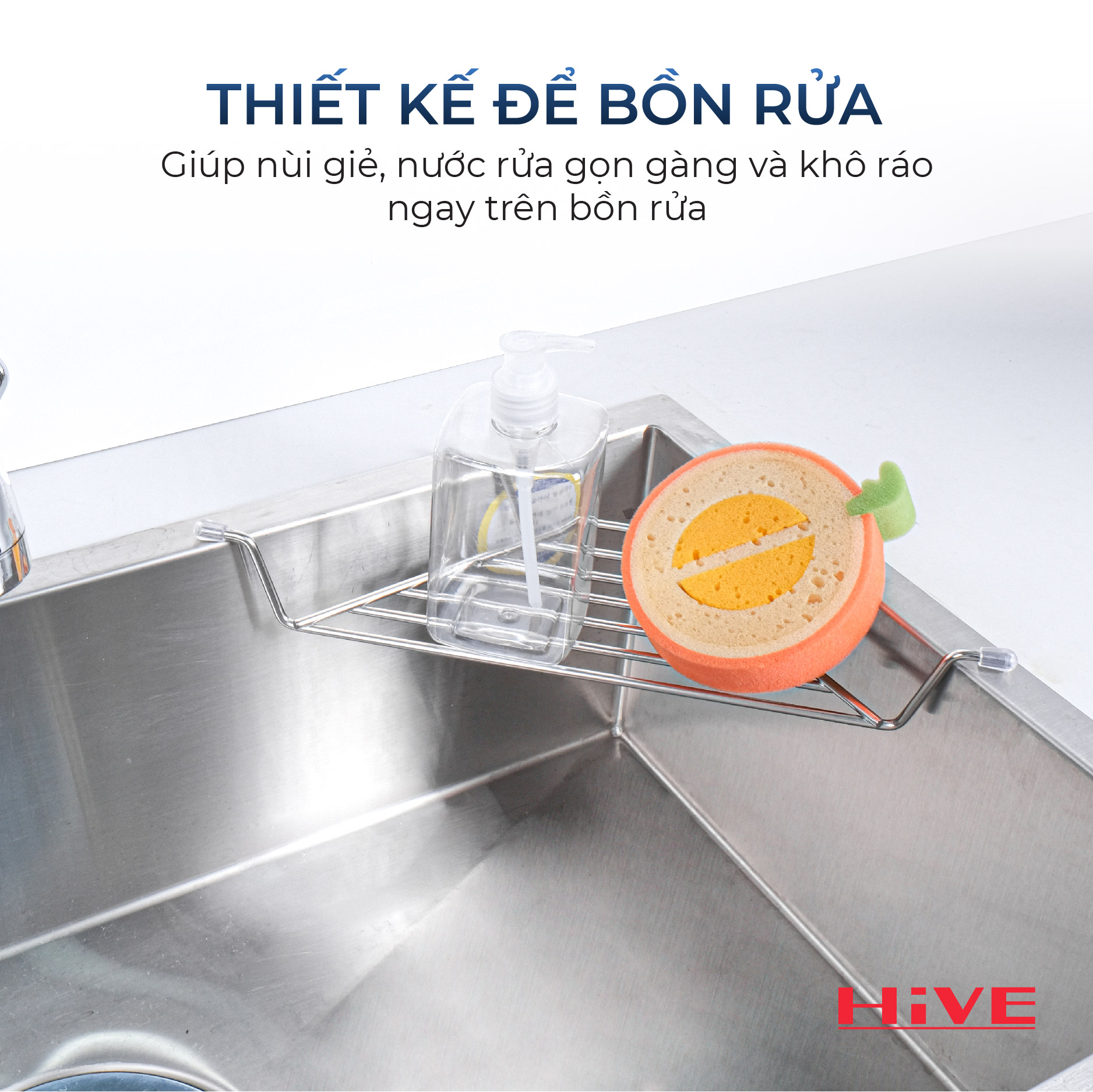 KỆ ĐỰNG DỤNG CỤ RỬA CHÉN GÓC BỒN RỬA HiVE A