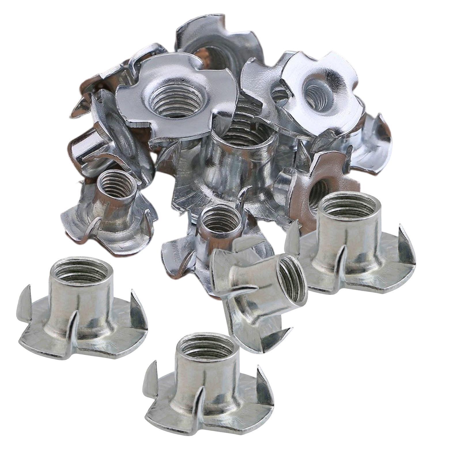50 Pieces Four Claw Nuts M3 M5 M6 M8 M10 Inlaid Nut for Wooden Furniture Rock Climbing Holds
