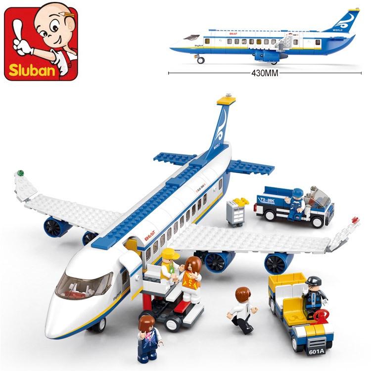 (463 mảnh)  Đồ chơi xếp hình Đồ chơi lego cho bé lắp ráp máy bay chở khách model Sluban B0366