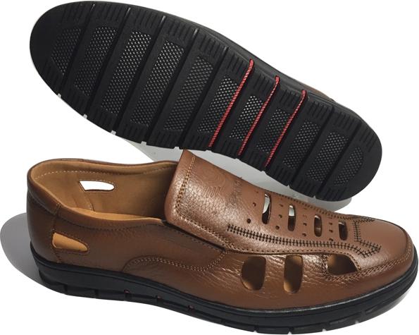 Giày tây da bò thật, thiết kế thoáng khí thích hợp với mùa hè, đế cao su có rãnh chống trượt an toàn, quai chun co giãn tiện lợi - HS60