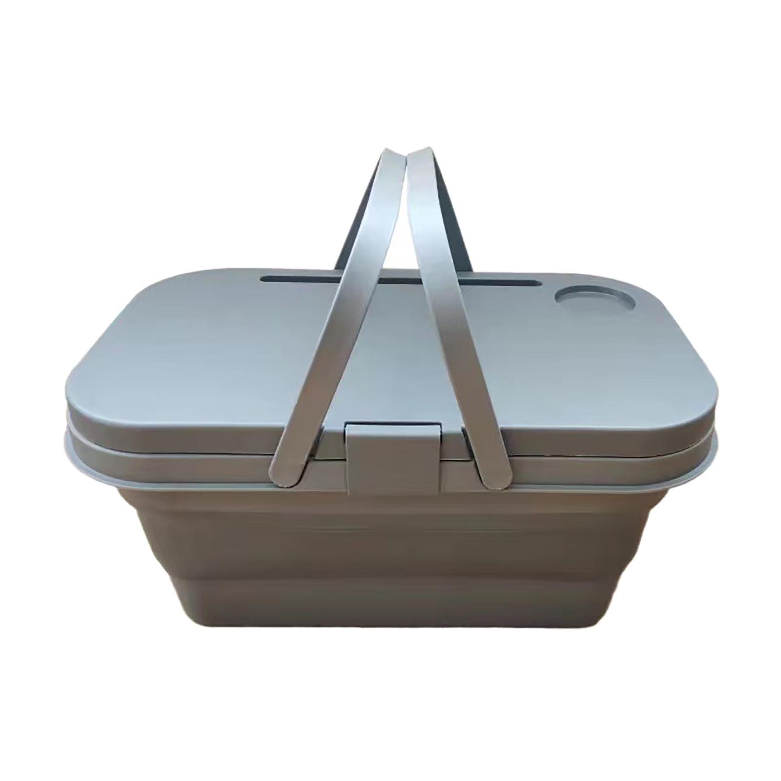 Portable Folding Picnic Basket with Handle Small Table Storage Box for Household Kitchen