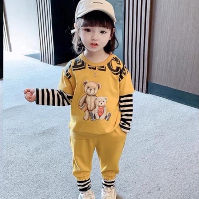 Bộ dài tay cho bé trai bé gái bộ cho bé trai 8-18kg Củ khoai tây shop chất mềm mịn in hình gấu siêu đáng yêu