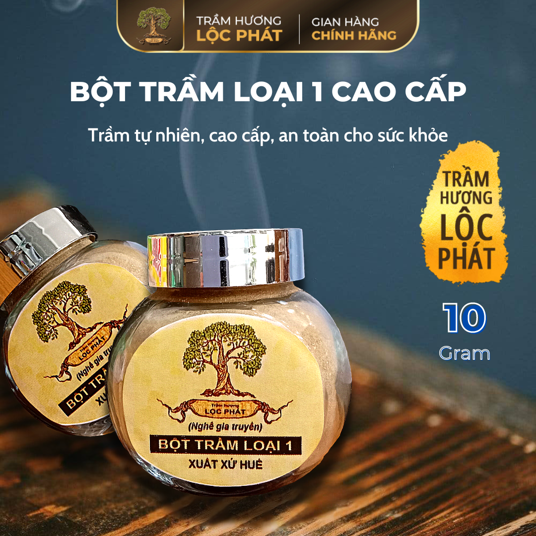 Bột Trầm Hương Tự Nhiên Trầm Xông Nhà Cửa Trầm Hương Lộc Phát Cao Cấp Loại 1-Hộp 10g