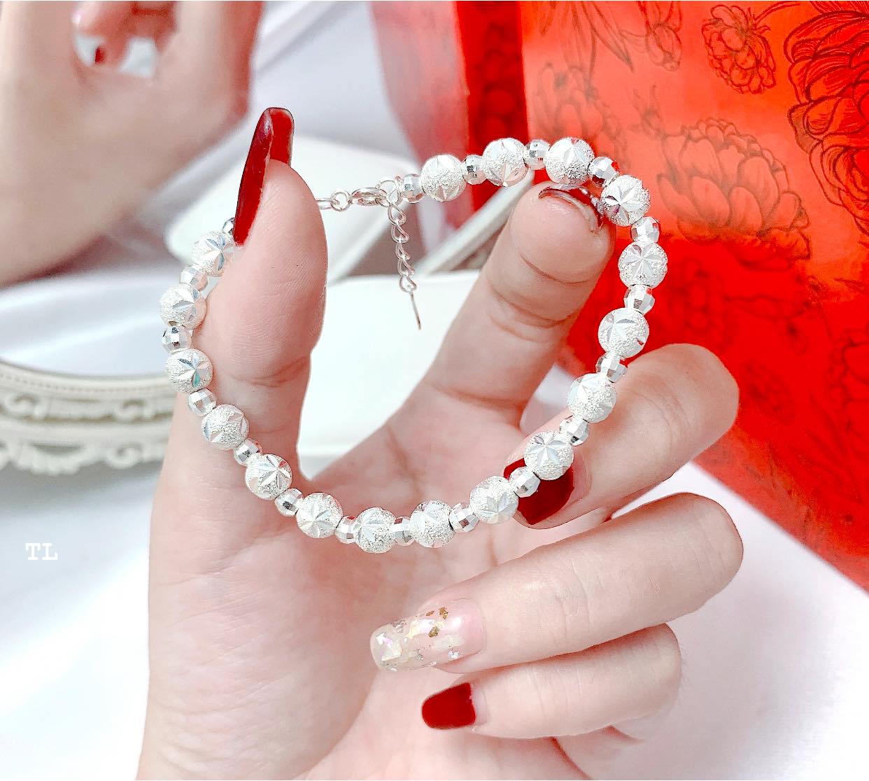 Lắc tay nữ bi bạc thời trang chất liệu bạc MS195