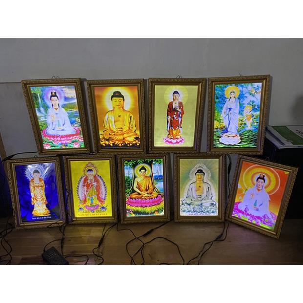 Tranh phật đèn led tam thánh, phật quan âm trang trí phòng thờ cao cấp nhiều mẫu