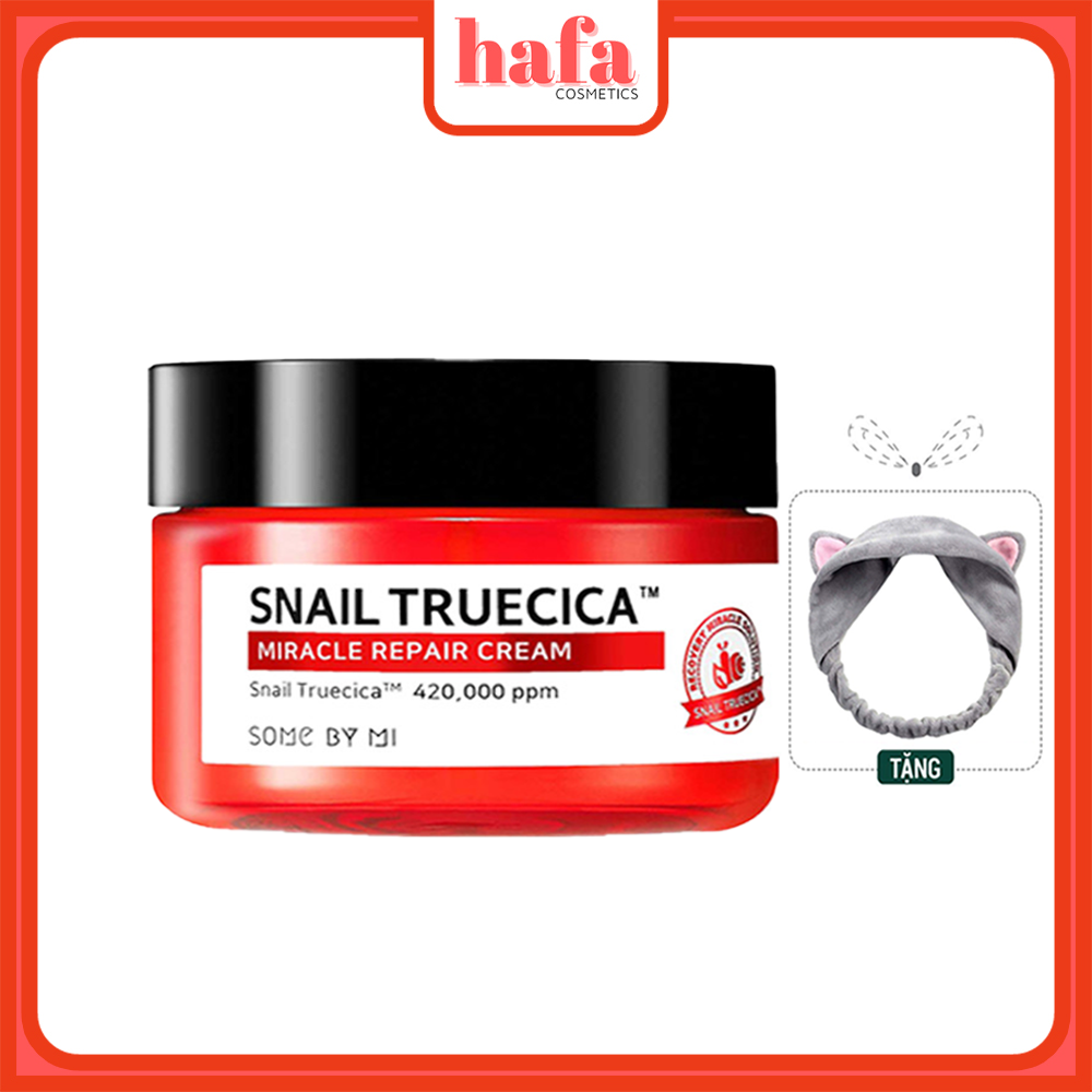 Kem Dưỡng Ẩm Phục Hồi, Cải Thiện Sẹo Lõm Chiết Xuất Ốc Sên Some By Mi Snail Truecica Miracle Repair Cream 60g + Tặng Kèm 1 Băng Đô Tai Mèo Xinh Xắn ( Màu Ngẫu Nhiên)