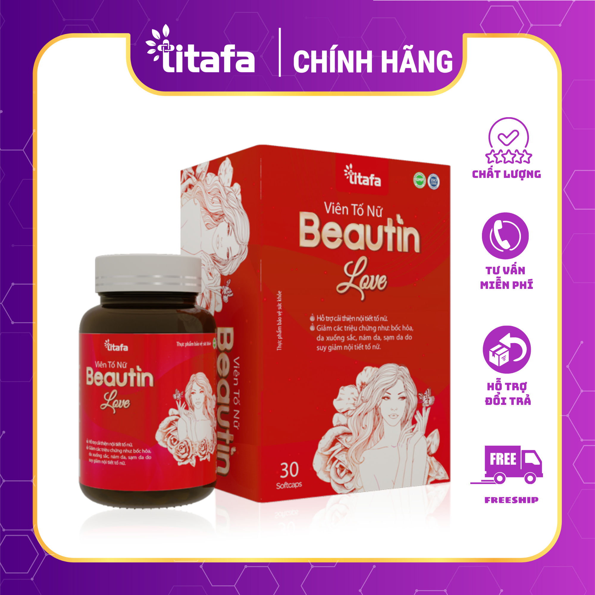 Viên uống đẹp da và bổ sung nội tiết tố nữ BEAUTIN LOVE -