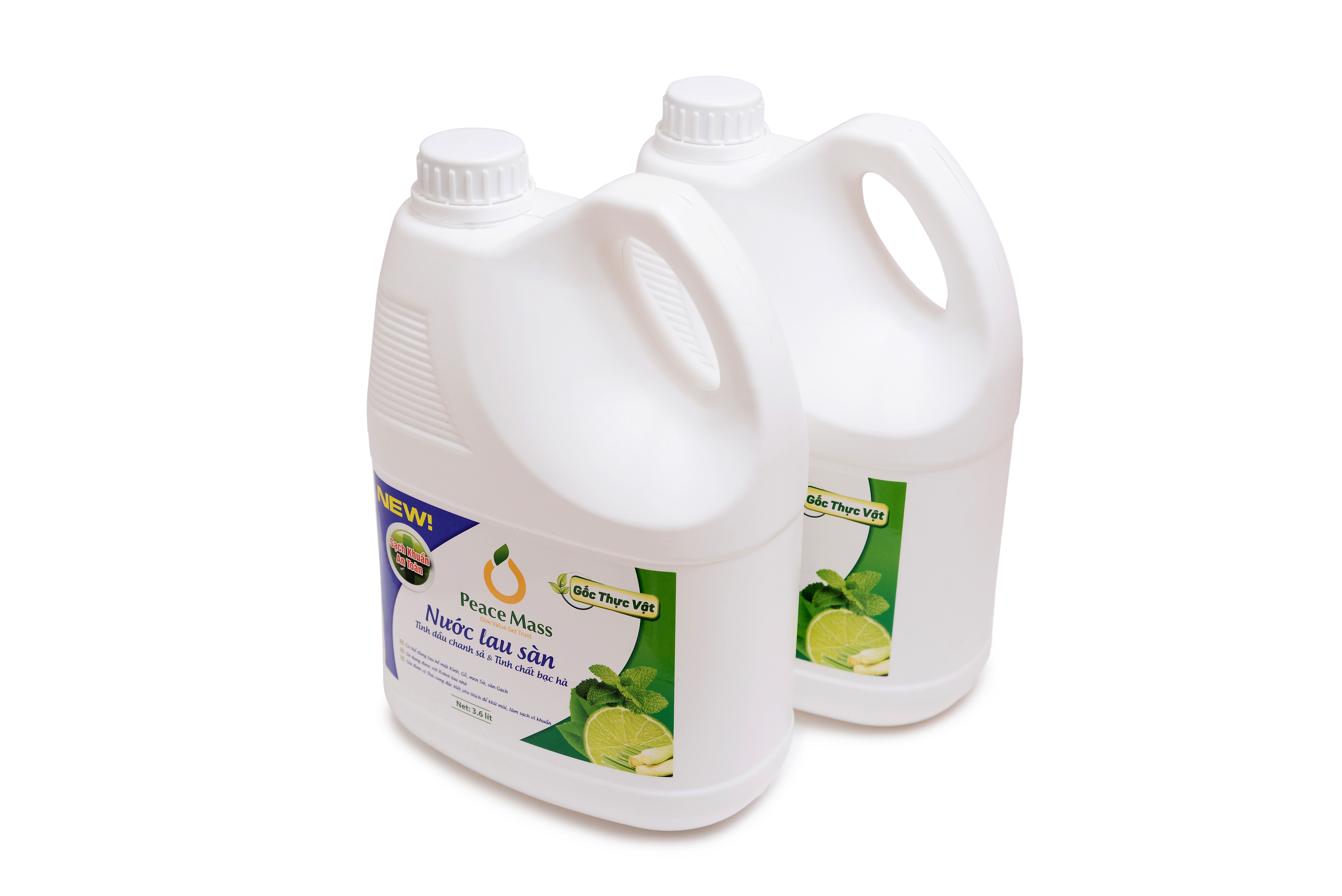 RBSC4 Combo Sản Phẩm Gốc Thực Vật Peace Mass Nước Rửa Bình Sữa 250ml (Chai tạo bọt) + Nước Lau Sàn 3.6 lít