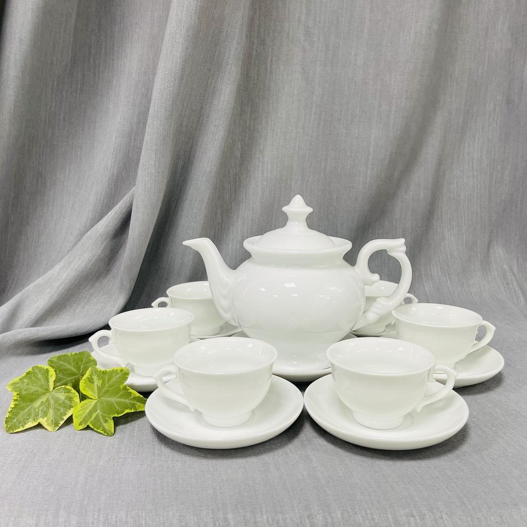 Quốc Hội - Ấm Trà Trắng Đẹp - Bộ Tách Uống Trà Siêu Xinh - Bộ Ấm Trà Bát Tràng Cao Cấp - Vitaminceramics