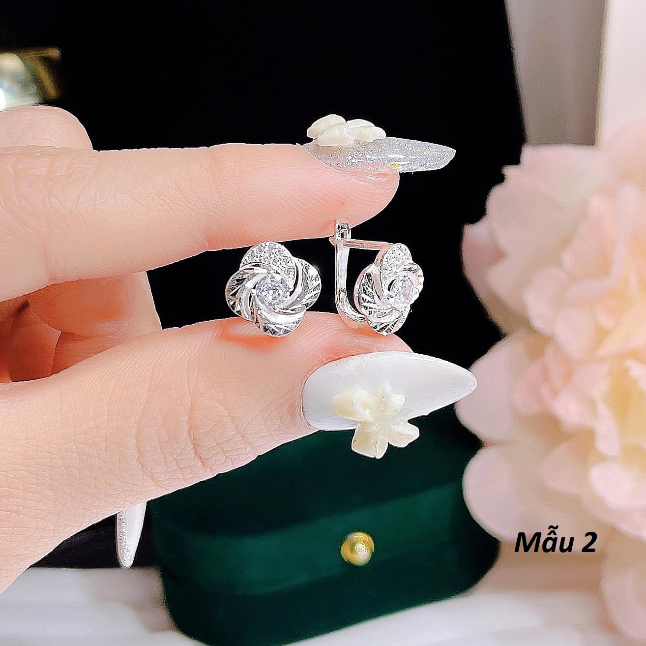 Bông tai bạc khoá bập thời trang chất liệu bạc s925 MS067b