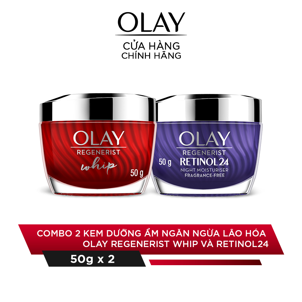 Combo 2 Kem Dưỡng Ẩm Ngăn Ngừa Lão Hóa OLAY Regenerist 50g Và Retinol24 50g