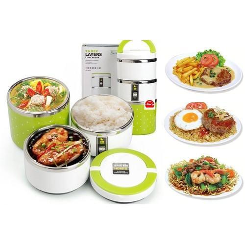 Hộp Cơm 3 Tầng Chấm Bi Inox By9043 - Vận Chuyển Miễn Phí Toàn Quốc