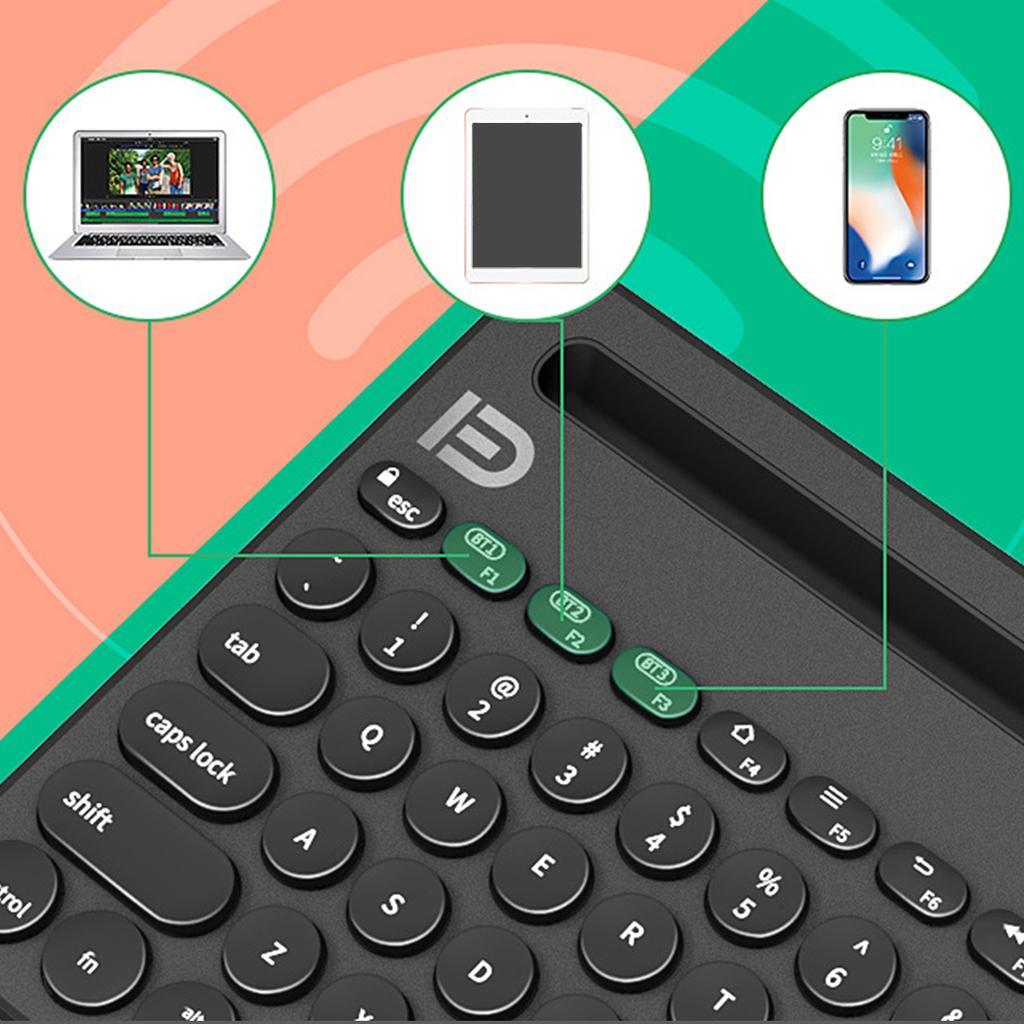 Multi-Device Bluetooth Keyboard Mini for Tablet Android PC Black