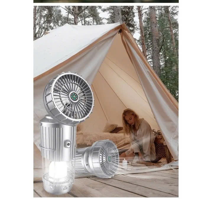 Đèn bão kiêm quạt năng lượng mặt trời (màu vàng)