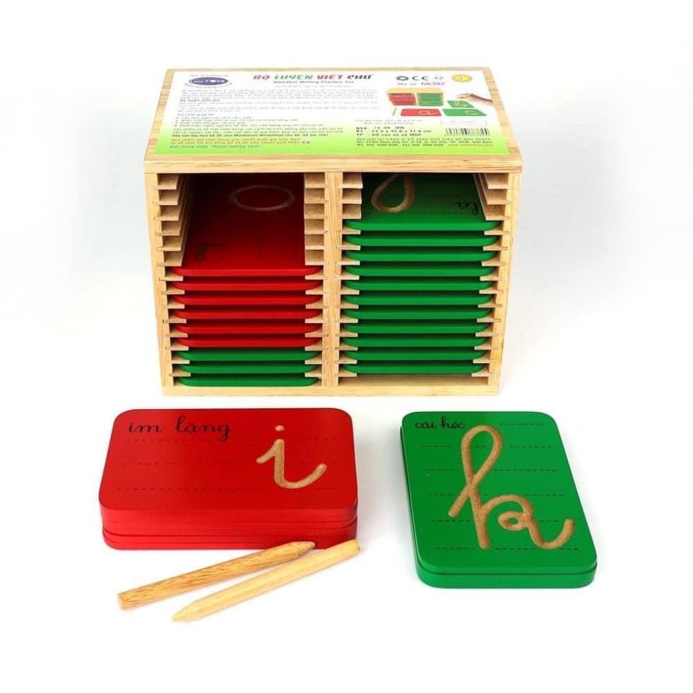 Bộ Luyện Viết Chữ DEAL SỐC Bộ tập viết Montessori có hộp đựng, giáo dục bé luyện nét bút