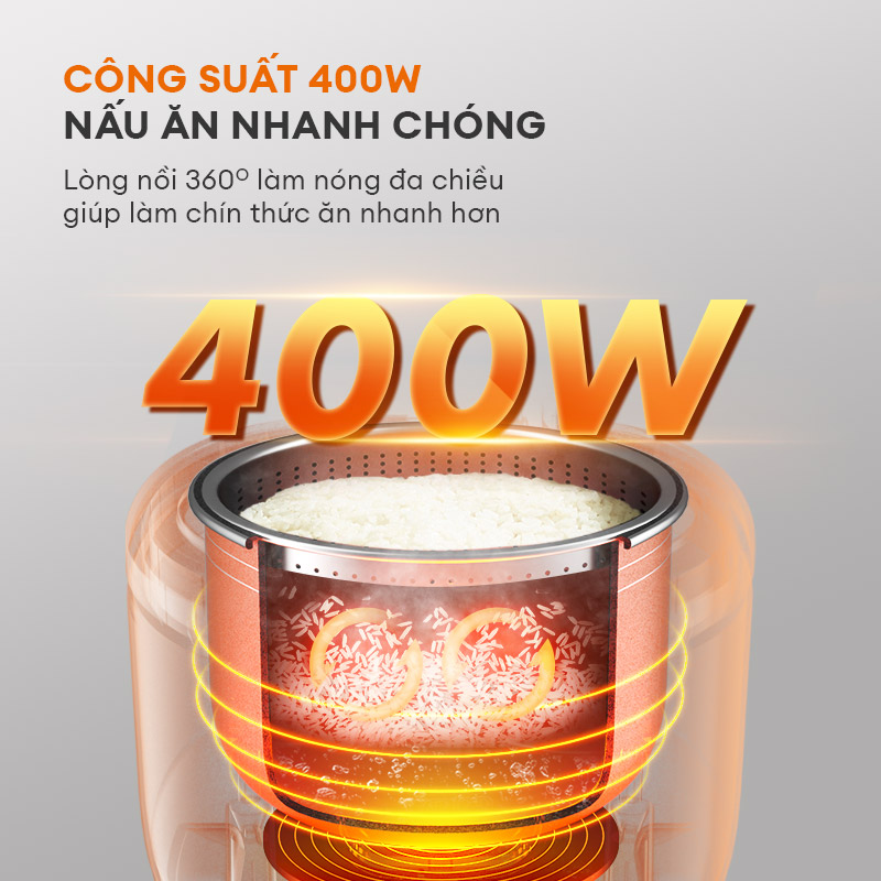 Nồi cơm điện Gaabor GR-S25D dung tích 2L lòng nồi 1L công suất 400W thiết kế trực quan dễ dàng nấu - Hàng chính hãng