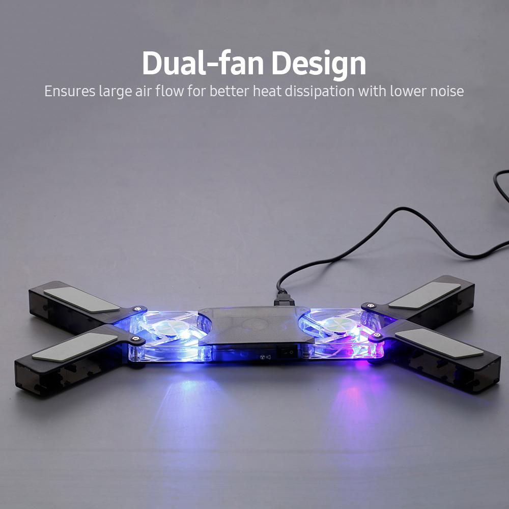 Đế làm mát máy tính xách tay hỗ trợ USB Thiết kế quạt kép với miếng chống trượt