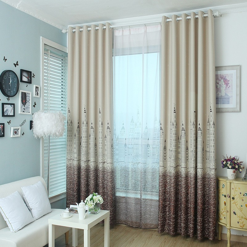 Rèm cửa vải khoen lỗ treo thanh THÀNH PHỐ NÂU
