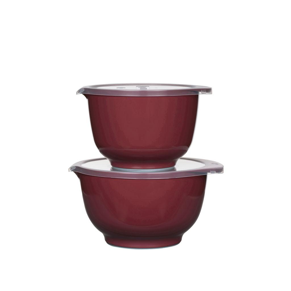 Bộ âu trộn Rosti màu đỏ dâu. 2 âu + 2 nắp. Nhãn Rosti Đan Mạch
