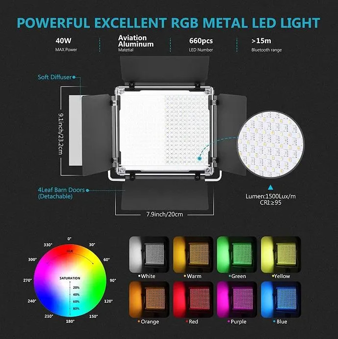 Bộ 3 đèn led quay phim chụp ảnh Neewer 660 RGB hàng chính hãng.