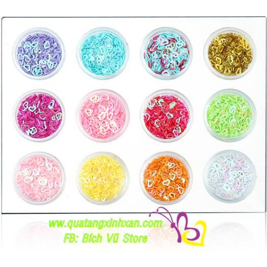 Set 12 màu kim tuyến trái tim