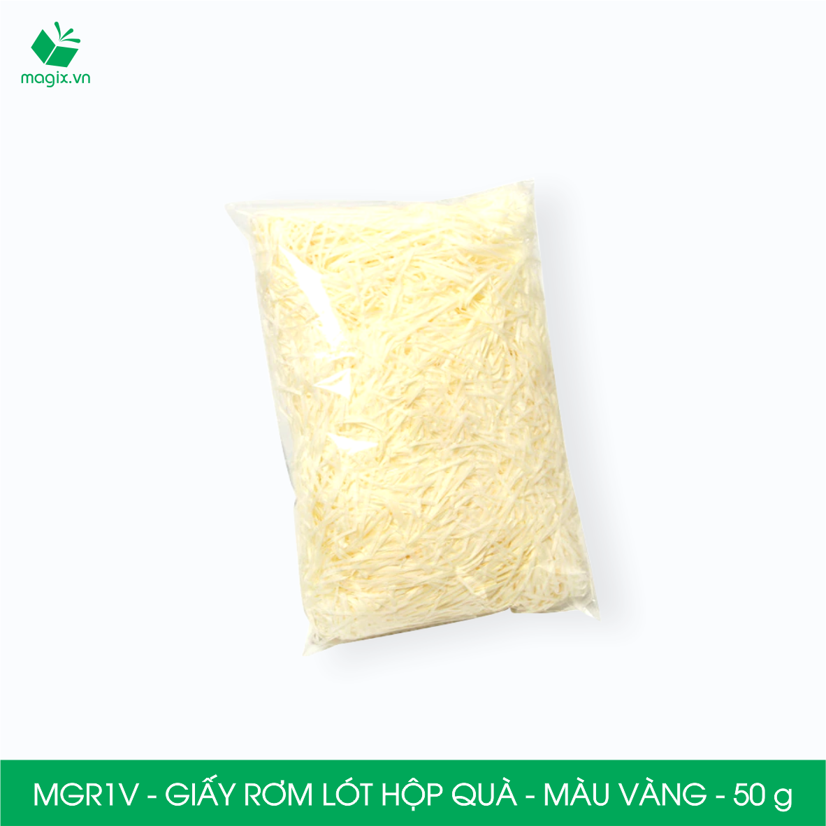 MGR1V - 50g  Giấy rơm lót hộp quà màu vàng - Giấy sợi rơm trang trí - Giấy vụn chống sốc