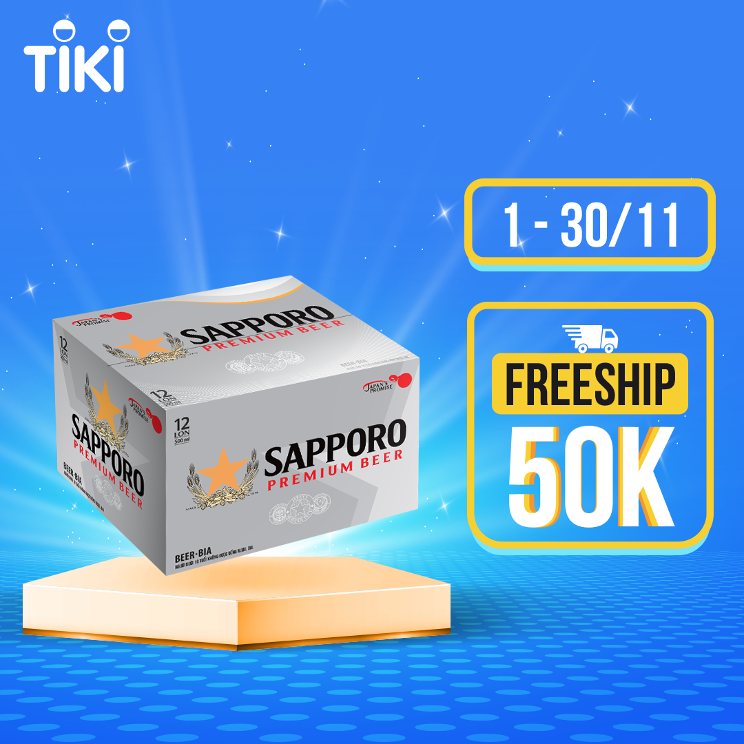 Thùng Bia Sapporo Premium - 12 lon 500ml