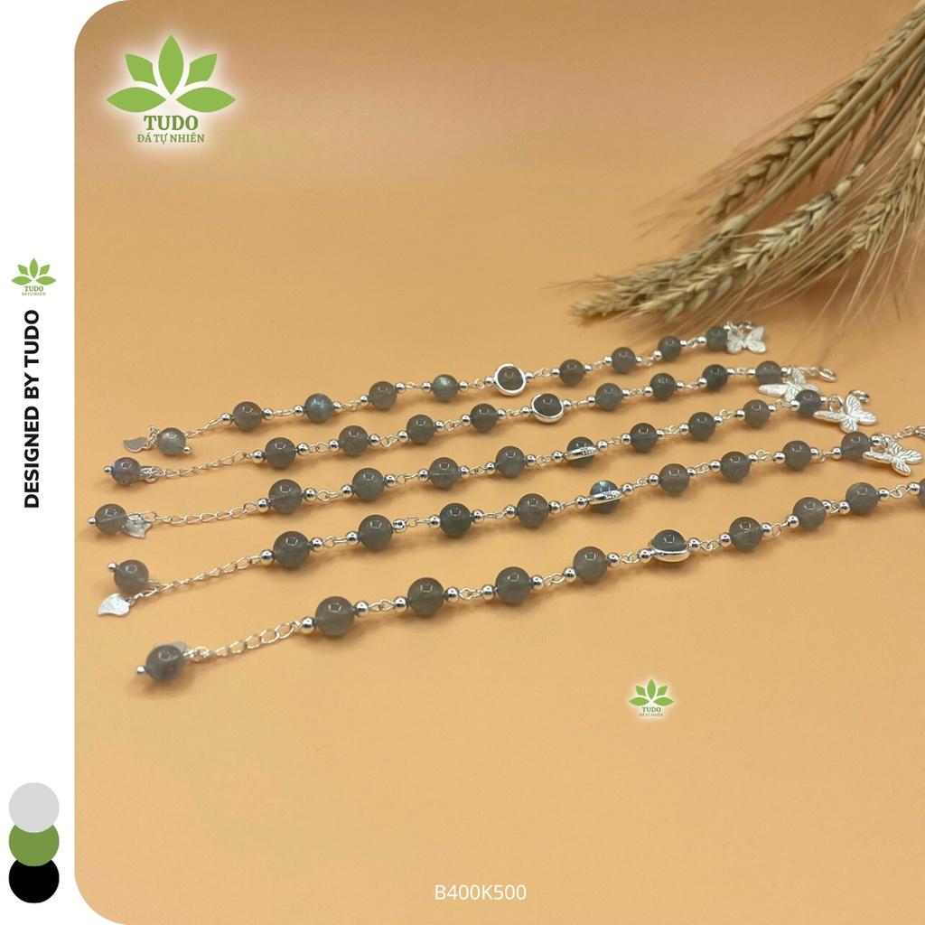 Lắc Tay Nữ Bạc Cao Cấp Xà Cừ Mix Charm Hồ Điệp Mệnh Thủy, Kim TUDO B400K500