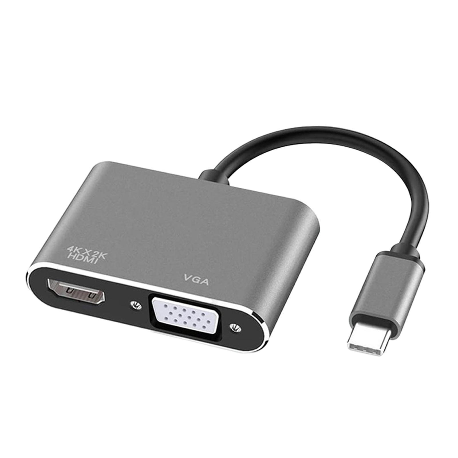 2 in 1 USB C to  & VGA Adapter Plug and Play for HDTV Desktop Monitor