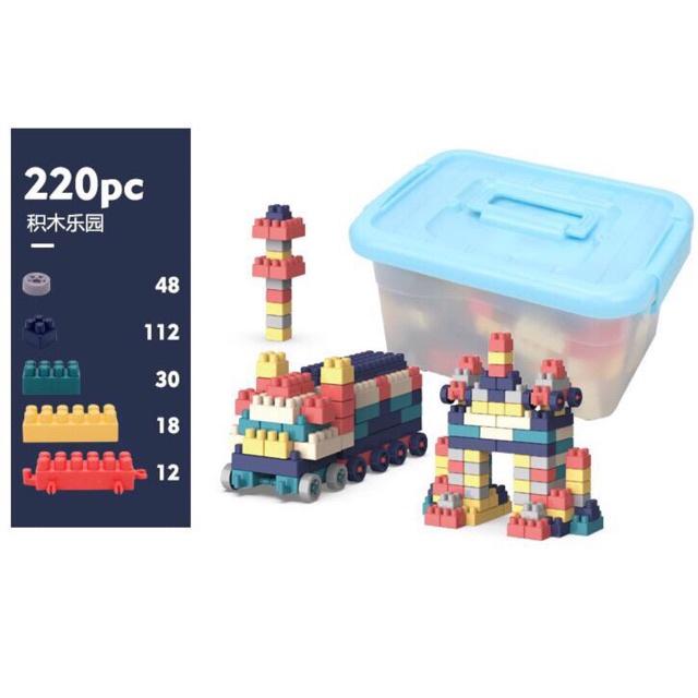 Bộ Đồ chơi lắp ráp xếp tạo hình cho bé phát triển trí tuệ gồm 220 khối chi tiết
