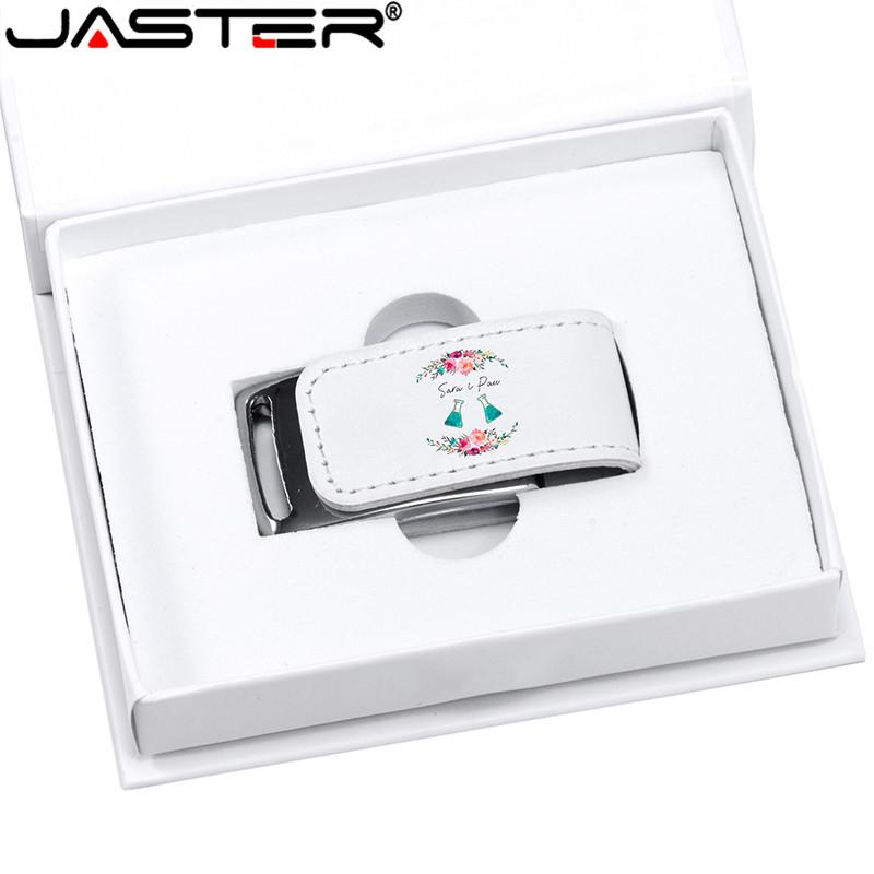 JASTER Tùy Chỉnh Cho Quà Tặng 2.0 Ổ Bút Flash 64GB 32GB 4GB 8GB 16GB Pendrive Usb Da hộp Màu Trắng