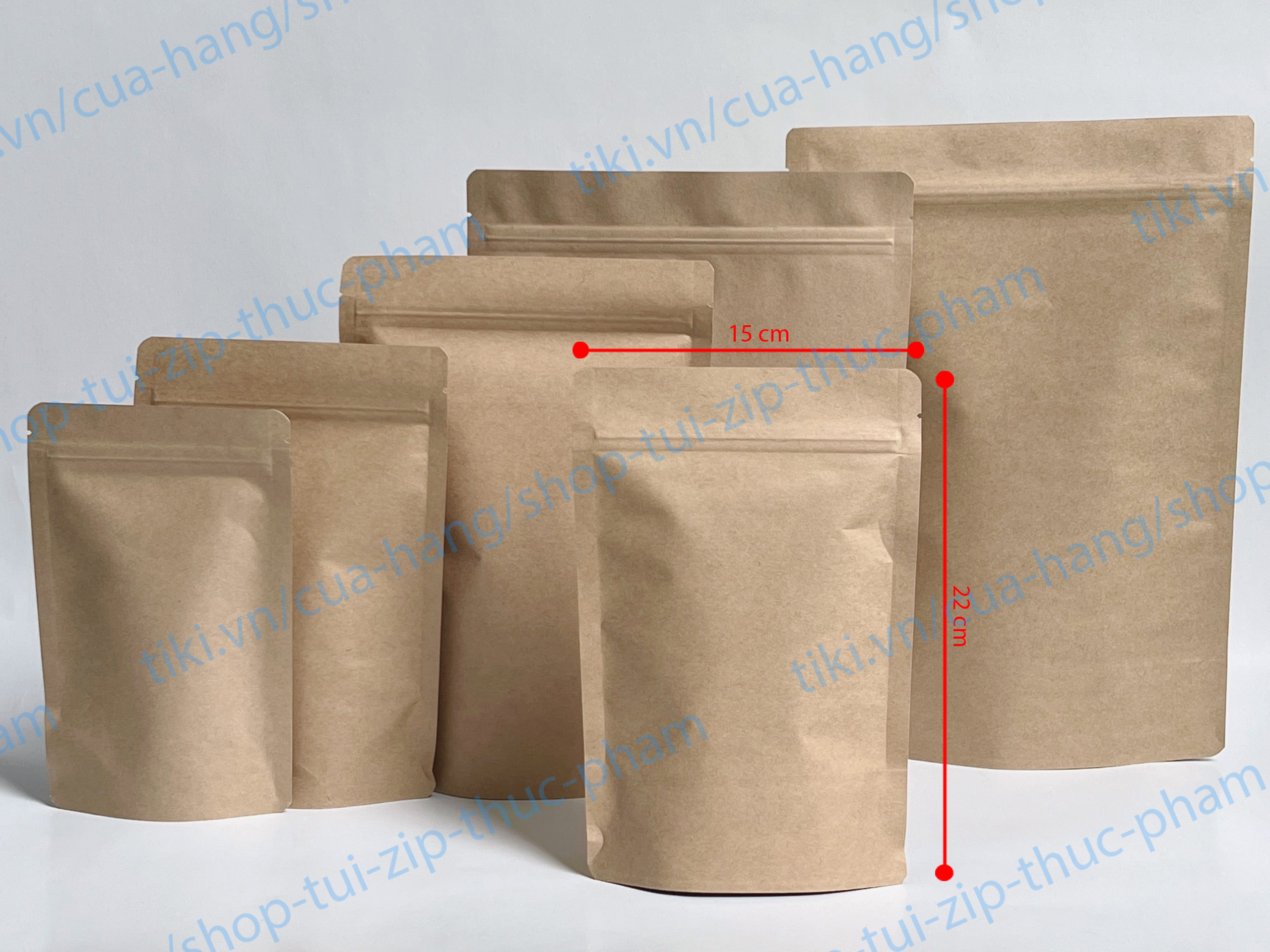 1kg Túi Zip Giấy, Túi zip hai mặt giấy, túi giấy không cửa sổ đựng trà, cà phê - size