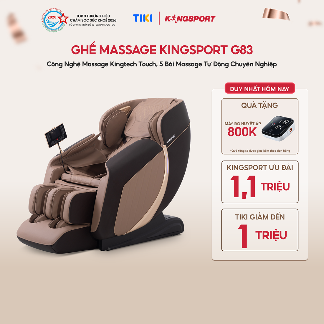 Ghế Massage Kingsport G83 Công Nghệ Làm Ấm Warmtech, 5 Bài Massage Chuyên Nghiệp.