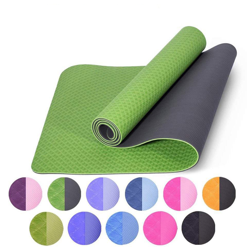 Thảm Tập Yoga TPE 2 Lớp 6mm, Thảm Mềm Mại, Thấm Hút Mồ Hôi, Chống Trơn Trượt