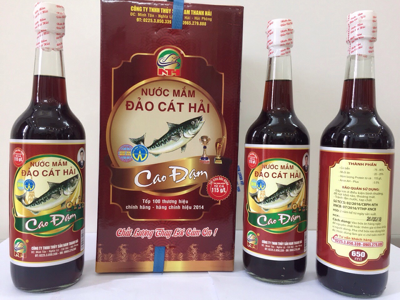 Nước Mắm Cao Đạm truyền thống, Hộp 4 chai ,dung tích 650ml/1chai