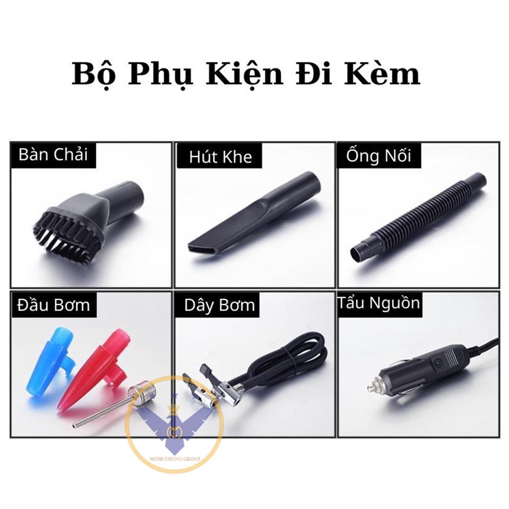 Máy hút bụi ô tô cầm tay kèm bơm lốp mini đa năng 4 in 1