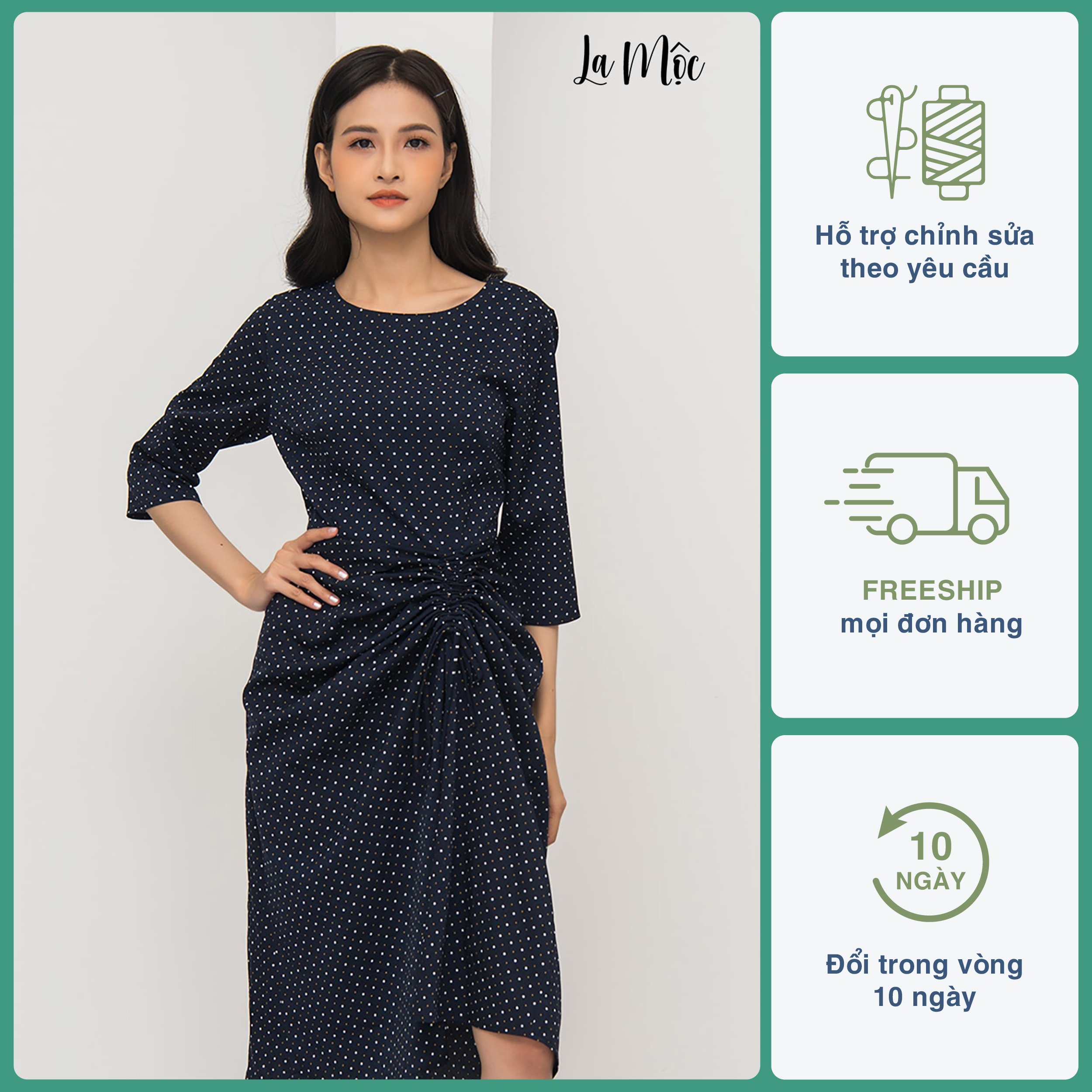 Đầm Lụa Ôm Body Váy Rút Dây Maxivic, La Mộc - LM72154B