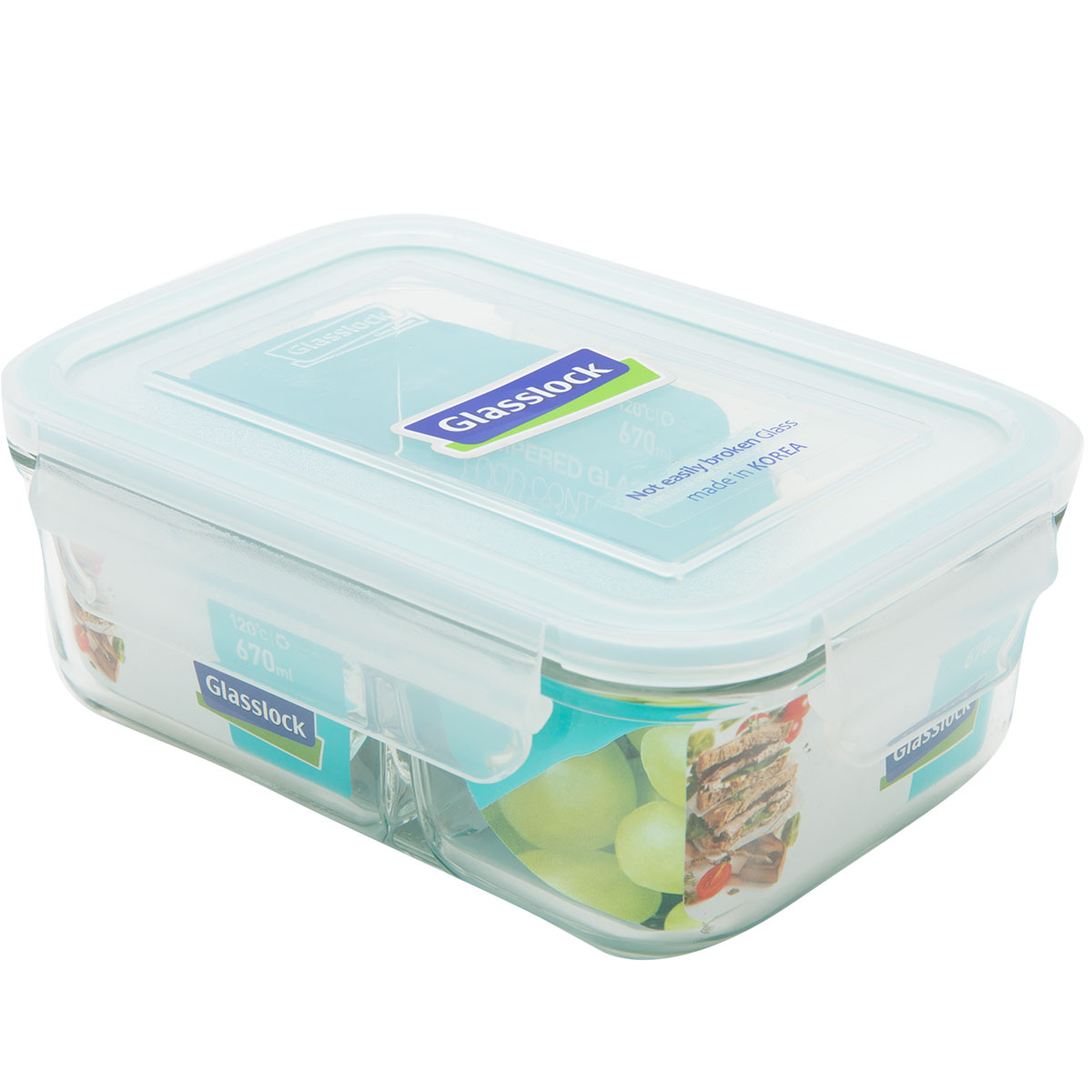 Bộ 2 Hộp Thủy Tinh Glasslock Chia Ngăn Lunch67-71K 670ml Và 695ml/710/715ml + Túi Giữ Nhiệt
