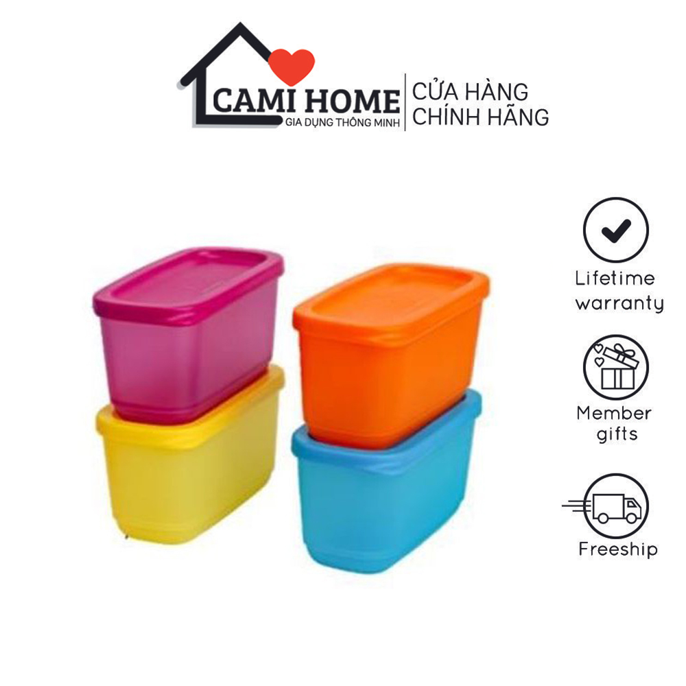 Bộ Hộp Bảo Quản Thực Phẩm Mini Rectangular Set 4 Tupperware, Hộp Trữ Khô, Nhựa Nguyên Sinh Cao Cấp