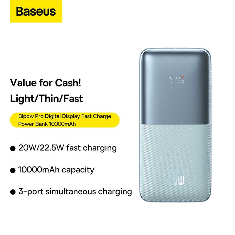 Sạc Dự Phòng Baseus Bipow Pro Digital Display Fast Charge Power Bank 10000mAh 20W/22.5W - Hàng chính hãng
